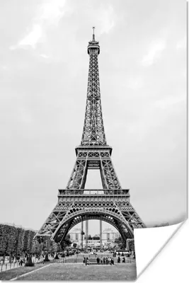 Produktbild von MuchoWow® Poster Schwarz-Weiß-Foto des Eiffelturms 60x90 cm - Wanddekoration