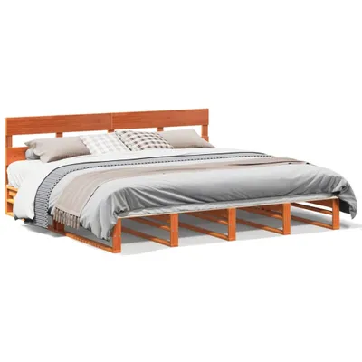 Produktbild von vidaXL Massivholzbett ohne Matratze Wachsbraun 180x200 Kiefernholz