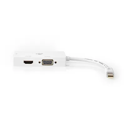 Produktbild von Nedis Displayport-Adapter - Mini DisplayPort Stecker - DVI-D 24+1-Pin Buchse / HDMI Ausgang / VGA Buchse - 4K@60Hz - Vernickelt - Schaltbar - 0.20 m - Rund - ABS - ABS - Weiss - Blister