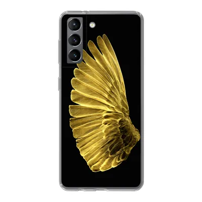 Produktbild von MuchoWow® Handyhülle Schutzhülle Hülle für Samsung Galaxy S21 Goldene Flügel auf schwarzem Hintergrund Silikon Softcase Handy Hülle - Softcase