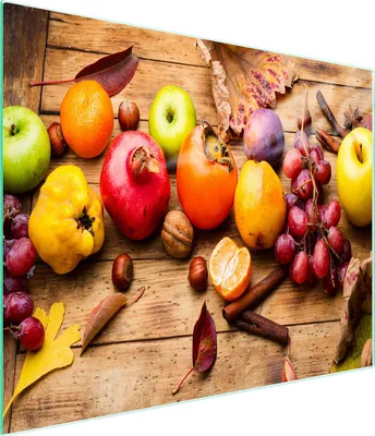 Produktbild von Glasschneidebrett 52x30 cm Obst Design, rutschfest, messerschonend, flecken- und geruchsresistent