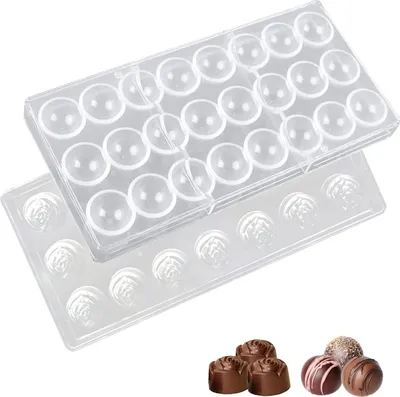 Produktbild von 2 Stück Transparent Schokoladenform Loch Schokolade Form Pralinenform DIY Schokoladenformen Wiederverwendbare Schokolade Schokoladen formen Plastik Pralinenform für Chocoate Kuchen Süßigkeiten