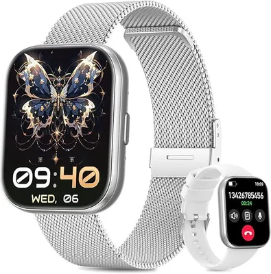 Produktbild von Smartwatch Damen mit Telefonfunktion, 1.75" TFT mit 24H Pulsuhr/SpO2/Schlafmonitor/100+ Sportmodi/Menstruationszyklus/Schrittzähler Fitnessuhr
