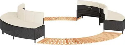 Produktbild von Whirlpool-Umrandung Schwarz Poly-Rattan und Massivholz Akazie