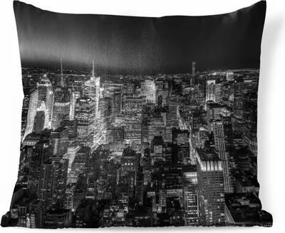 Produktbild von MuchoWow® Zierkissen Sofakissen Wohnzimmer Dekokissen 45x45 cm New Yorker Skyline, schwarz und weiß - Schlafpolster - Polster für das Sofa