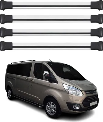 Image de Barres de Toit pour Ford Transit Custom / Tourneo Custom 2012-2023 Alu Argent 4x