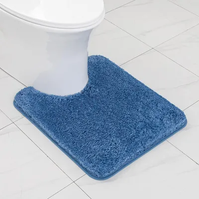 Immagine prodotto di Tappetino da bagno a forma di U, antiscivolo, blu, 50x60 cm, in microfibra