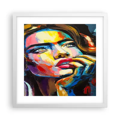 Produktbild von Gerahmtes Poster - Weißer Rahmen - Mädchen Gesicht - 40x40 cm - Wand Bild - Wanddeko - Wandbilder - Kunstposter - Wandposter - Bilderrahmen - Bilder - Kunstdruck - Wandbild - P2WAC40x40-3456