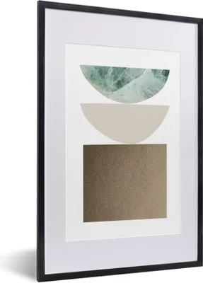 Produktbild von MuchoWow® Gerahmtes Poster Geometrische Formen - Minimalismus - Pastell 40x60 cm - Poster mit Schwarzem Bilderrahmen Wandposter Rahmen Foto Bilder - Poster in Rahmen