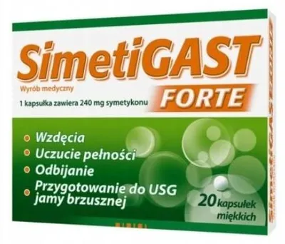 SimetiGAST Forte 20 kapsułek na wzdęcia, odbijanie, uczucie pełności, USG