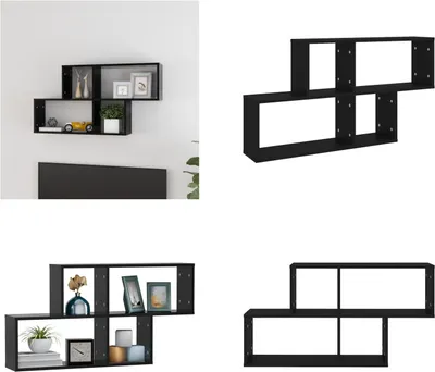 Obrázek produktu pro vidaXL Nástěnná police černá 100x18x53 cm Materiál na bázi dřeva - Nástěnná police - Nástěnné police - Nástěnné police