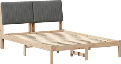 Zdjęcie produktu dla vidaXL Rama łóżka z wezgłowiem brązowa 135 x 190 cm lite drewno sosnowe