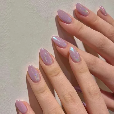 Produktbild von Künstliche Nägel zum Aufkleben, 24 Stück, kurz, mandelförmig, pink, Glitzer, French Oval, Glossy