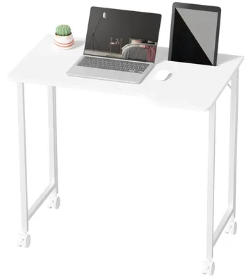 Produktbild von HOMCOM Schreibtisch Klappbarer kleiner Computertisch mit Rollen, Geräteschlitz
