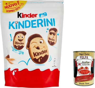 Produktbild von 12x Kinder Kinderini kekse cookies, Shortbread in Milch und Kakao 250g + Italian Gourmet polpa 400g