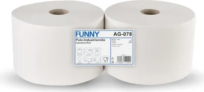 Produktbild von Funny Putzpapierrollen, 2 lagig, hochweiß, circa 22 cm, 1500 Blatt, 1er Pack (1 x 2 Stück)