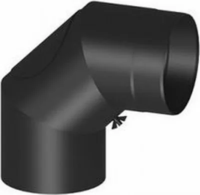 Produktbild von Rauchrohr-Bogen 90°  Ø 150 mm schwarz mit Tür Rohrbogen Kaminrohr
