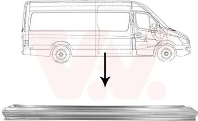 Produktbild von VAN WEZEL 5862110 Schweller Reparaturblech Einstiegblech Rechts Seitlicher Einbau passend für MERCEDES-BENZ SPRINTER 3,5-t Kasten (906) für VW