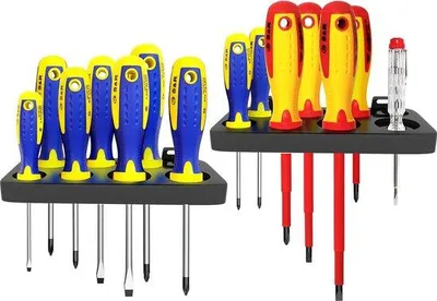 Image de Jeu de 16 tournevis magnétiques, cruciformes, Pozidriv, Voltmeter, ergonomiques