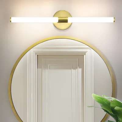 Zdjęcie produktu dla ZMH Lampa lustrzana Łazienkowa Lampa ścienna 8W Złota Lampa łazienkowa 60CM Lampa ścienna Łazienkowa Lampa ścienna 4000K Neutralna biel Lampa lustrzana do  korytarza Piwnicy Kuchni