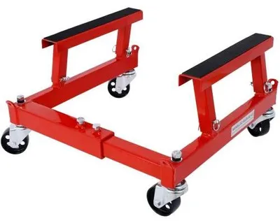 Produktbild von Motorrad Motorheber - ATV/UTV Motorständer - 680 kg Tragkraft - Verstellbare Breite und Höhe - Gummiauflagen und Zurrpunkte - Rot