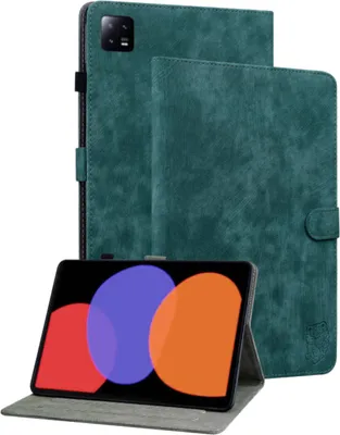 Produktbild von Für Xiaomi Pad 6 / 6 Pro 11 Grün Kunst Leder Hülle Tablet Tasche Sand Tiger Case