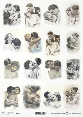Zdjęcie produktu dla Papier ryżowy do decoupage A4 ITD-R1982 młode pary, zakochani, retro zdjęcia