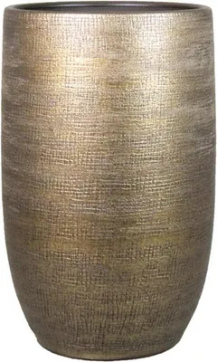 Produktbild von INNA-Glas Keramikkübel Agape mit Maserung, Gold, 40cm, Ø26cm - Deko Blumentopf
