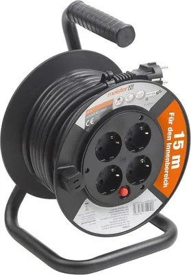 Productafbeelding van Mini Kabelhaspel 15 Meter met 4 Stopcontacten en Overbelastingsbeveiliging