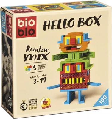 Zdjęcie produktu dla Bioblo 64025 HELLO BOX „Rainbow-Mix” ze 100 klockami