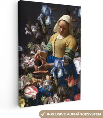 Zdjęcie produktu dla MuchoWow® - Obraz na płótnie - Mleczarka - Johannes Vermeer - Kwiaty, fototapeta, dekoracja ścienna, obrazy do salonu, 40x60cm