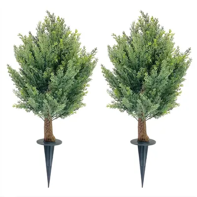 Produktbild von Künstliche Zypressen Kugel 2er Set - 66 cm - Topiary Gartenstecker - Outdoor Kunstpflanze ohne LED - Grün