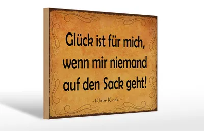 Produktbild von Holzschild Spruch 30x20cm Glück wenn niemand auf den Sack