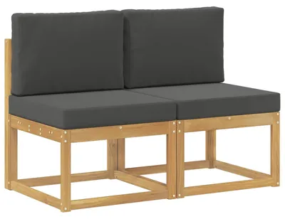 Produktbild von vidaXL 2 Stück Outdoor Mittelsofa Massivholz Akazie Weiß