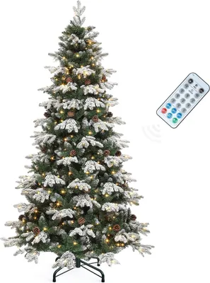 Productafbeelding van Kunstkerstboom - 182,9 cm - Verlichting en afstandsbediening - Voorgedecoreerd met 29 kegels en 900 PE/pvc-punten