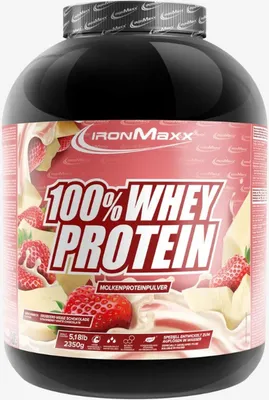 Produktbild von IronMaxx 100% Whey Protein - 2350g-Dose Weiße Schokolade-Erdbeere