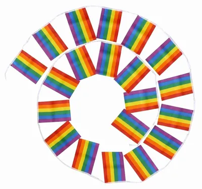 Produktbild von Regenbogen-Flaggen-Girlande, 10 Meter - 30 Stück für CSD- und LGBTQ-Dekoration