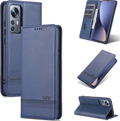 Obrázek produktu pro Xiaomi 12 / 12X Leather Case, Flip Cover Wallet Case Magnetic Closure Stand Protective Case pro Xiaomi 12/Xiaomi 12X Blue