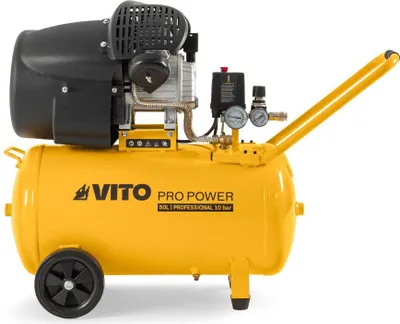 Image de Compresseur d'air 50L 10Bar 3CV 2200W Bi-cylindre 145 Psi, sur roues Ateliers et Chantiers VITO