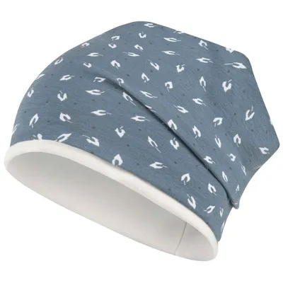 Produktbild von Mädchen Übergangsmütze Beanie Stoffmütze Blätter, Gr. 50-52, Blau
