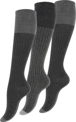 Produktbild von Yenita® Baumwoll Kniestrümpfe 3 Paar Rippoptik 39-42 grau