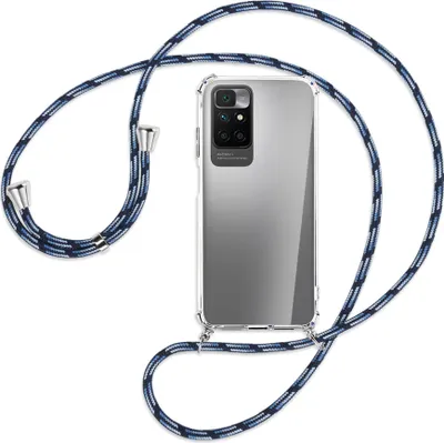 Produktbild von Handykette Backcover-Schutzhülle mit Band (Metall silberfarben) für Xiaomi Redmi 10 - Blautöne