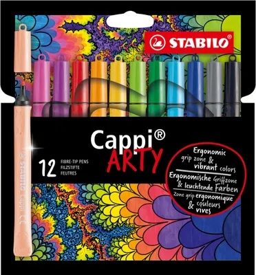 Obrázek produktu pro STABILO Cappi ARTY, Střední, 12 barva/barev, Vícebarevný, Kuličkový hrot, 1 mm, Vícebarevný
