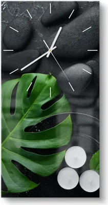 Produktbild von DEQORI Glasuhr 30x60 cm Modern 'Spa-Konzept auf Schiefer' Wanduhr Glas Uhr Design leise