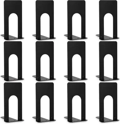 Produktbild von Famanu Bücherstützen für einfache Bücherorganisation - 6 Paar (Schwarz)