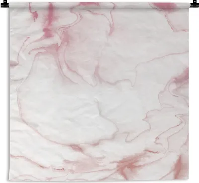 Produktbild von MuchoWow® Wandteppich Wandbehang Marmor - Rosa - Weiß 120x120 cm Tapisserie Dekoration Wandtuch - Modern - Baumwollgewebe