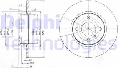 Produktbild von 2x DELPHI Bremsscheibe BG3769 für OPEL AGILA (A) (H00) 44mm 247mm