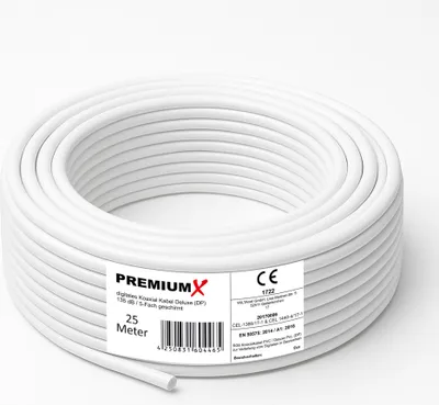 Produktbild von PremiumX 25m DELUXE PRO Koaxialkabel 135dB 5-Fach reines Kupfer SAT Antennenkabel