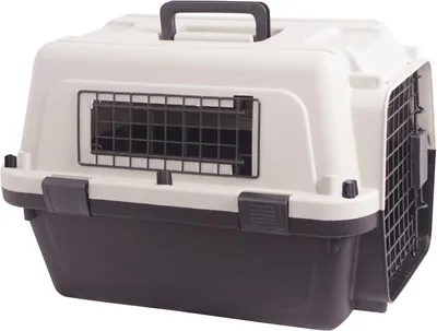 Produktbild von Hunde-/Katzenkiste aus Kunststoff, tragbar, fš¹r Reisen, Haustierhš¹tte ohne Rad fš¹r Hunde/Katzen, klein, Hellbraun