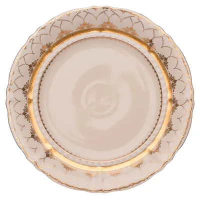 Obrázek produktu pro Mísa mělká Sonáta, 32 cm, slonová kost, zlatotisk, porcelán Leander